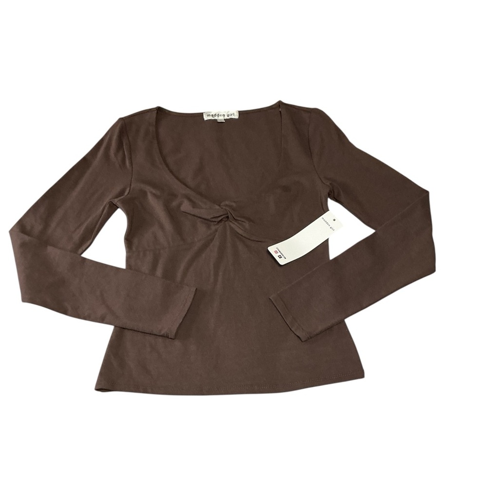 Women’s Madden Girl Twist Front Long Sleeve Top – Size‎ Medium – Brown